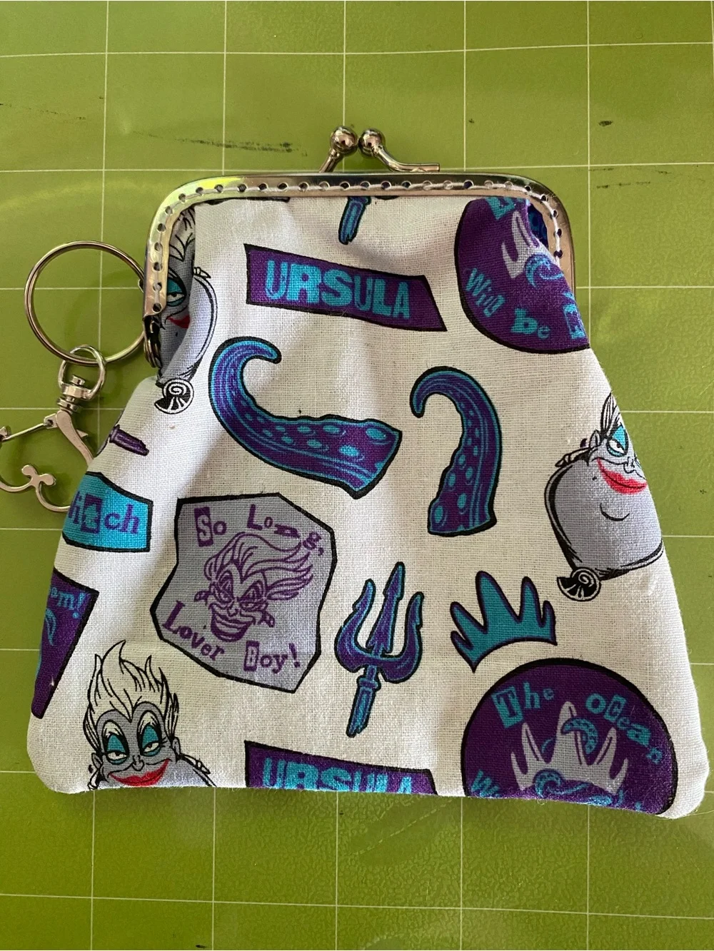 Disney Ursula Kiss-Lock Coin Purse in White, Purple & Teal